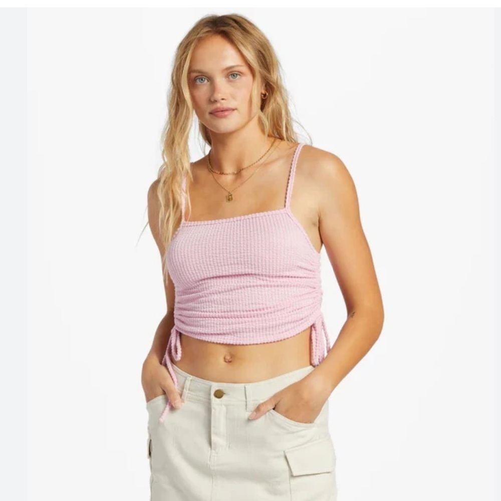 Billabong Pink Ribbed Women’s Top side cinched with ties